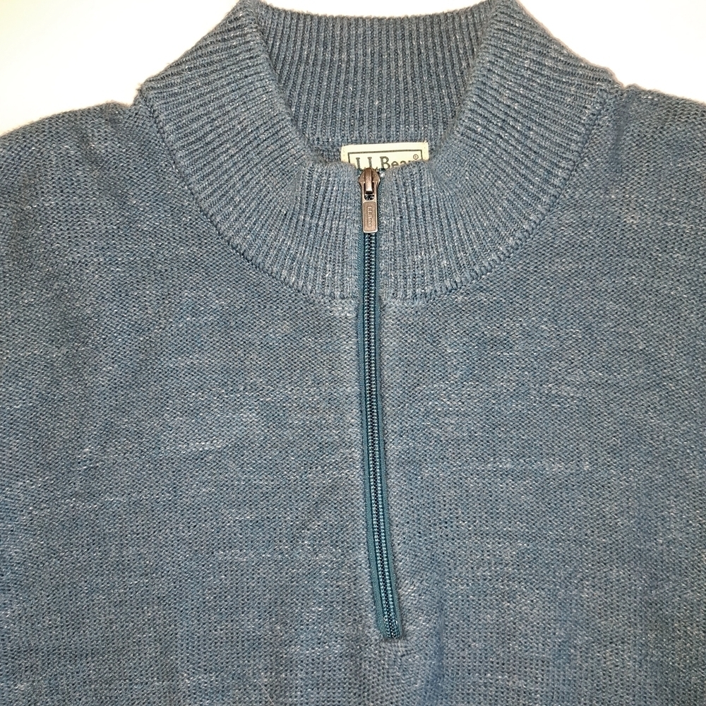 L.L. Bean Men's Teal Zip-Up Sweater Men's Large #121 - Picture 5 of 7